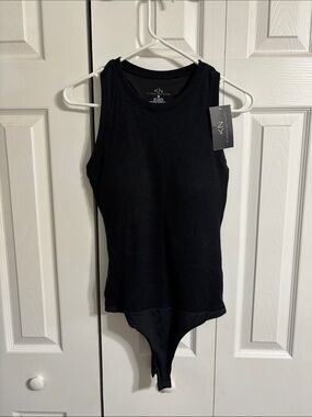 Klassy Network Black Ribbed Tank Bodysuit